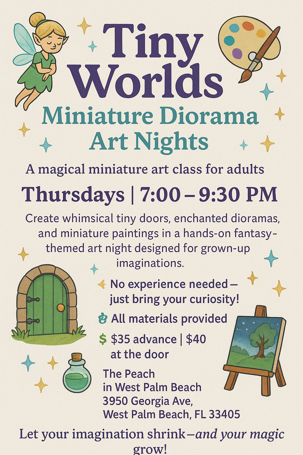 “Tiny Worlds: Miniature Diorama Art Nights” at the Peach Thursdays 7:00 PM -9:30 PM