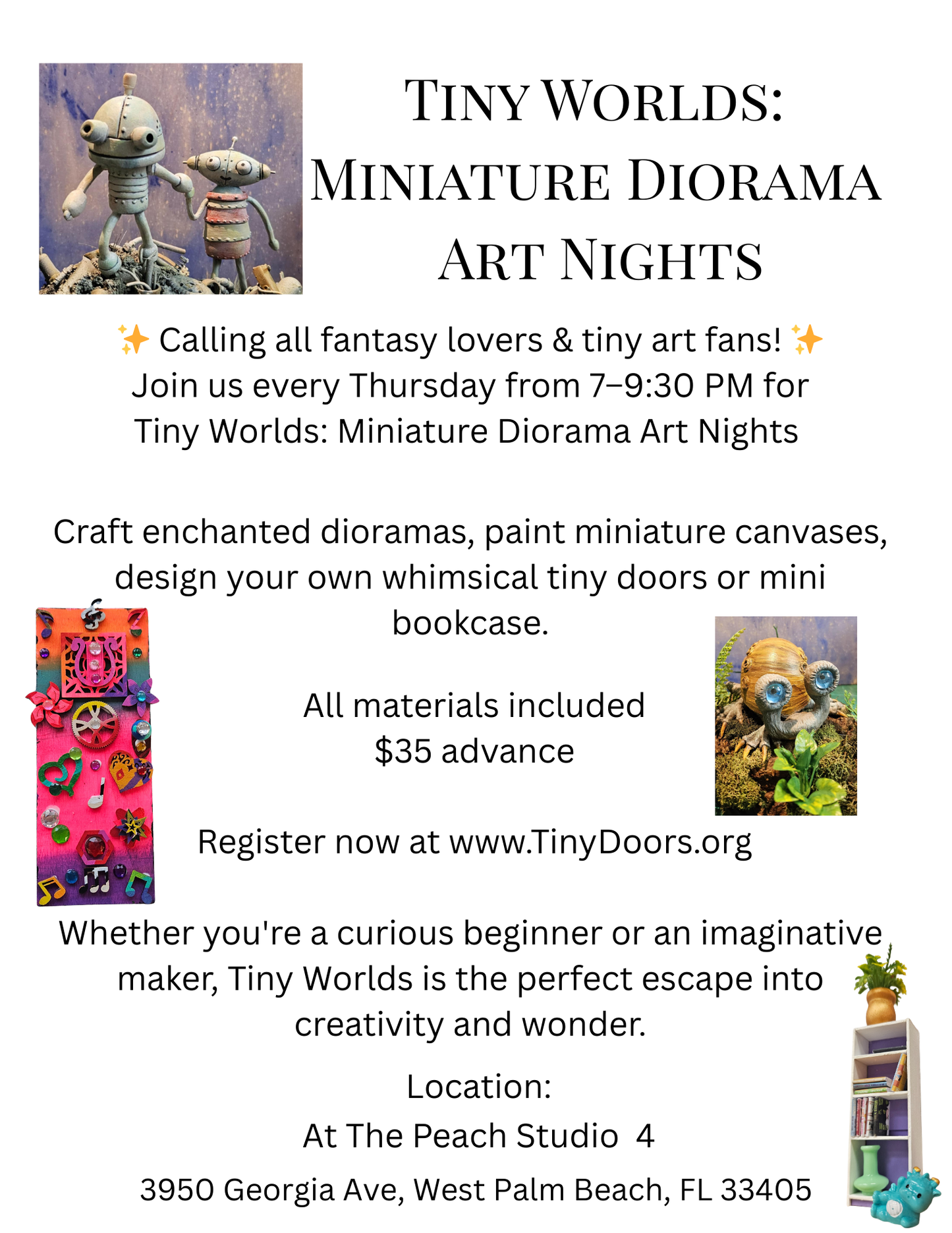 “Tiny Worlds: Miniature Diorama Art Nights” at the Peach Thursdays 7:00 PM -9:30 PM